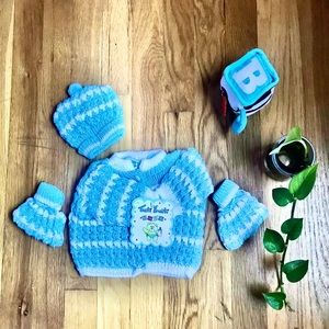 NWT Tuti Fruiti Baby Sweater with Mitts & Hat